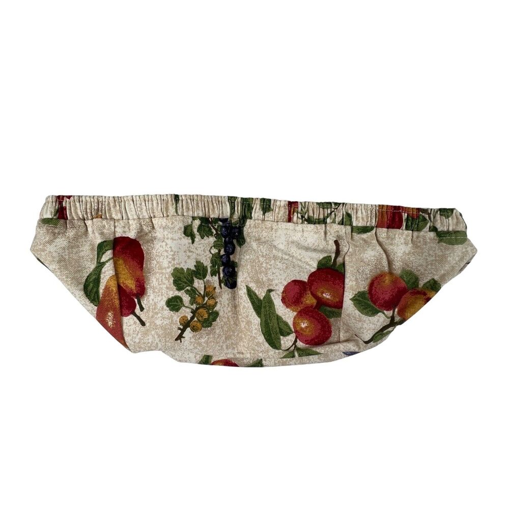 LONGABERGER Catch All Basket Liner Fruit Print Farmhouse Cotton Elastic Made USA